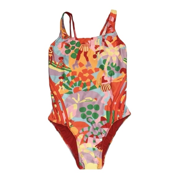 Adidas x  Farm Rio One Piece Swimsuit - Pearl Citrine NWT - Picture 2 of 8